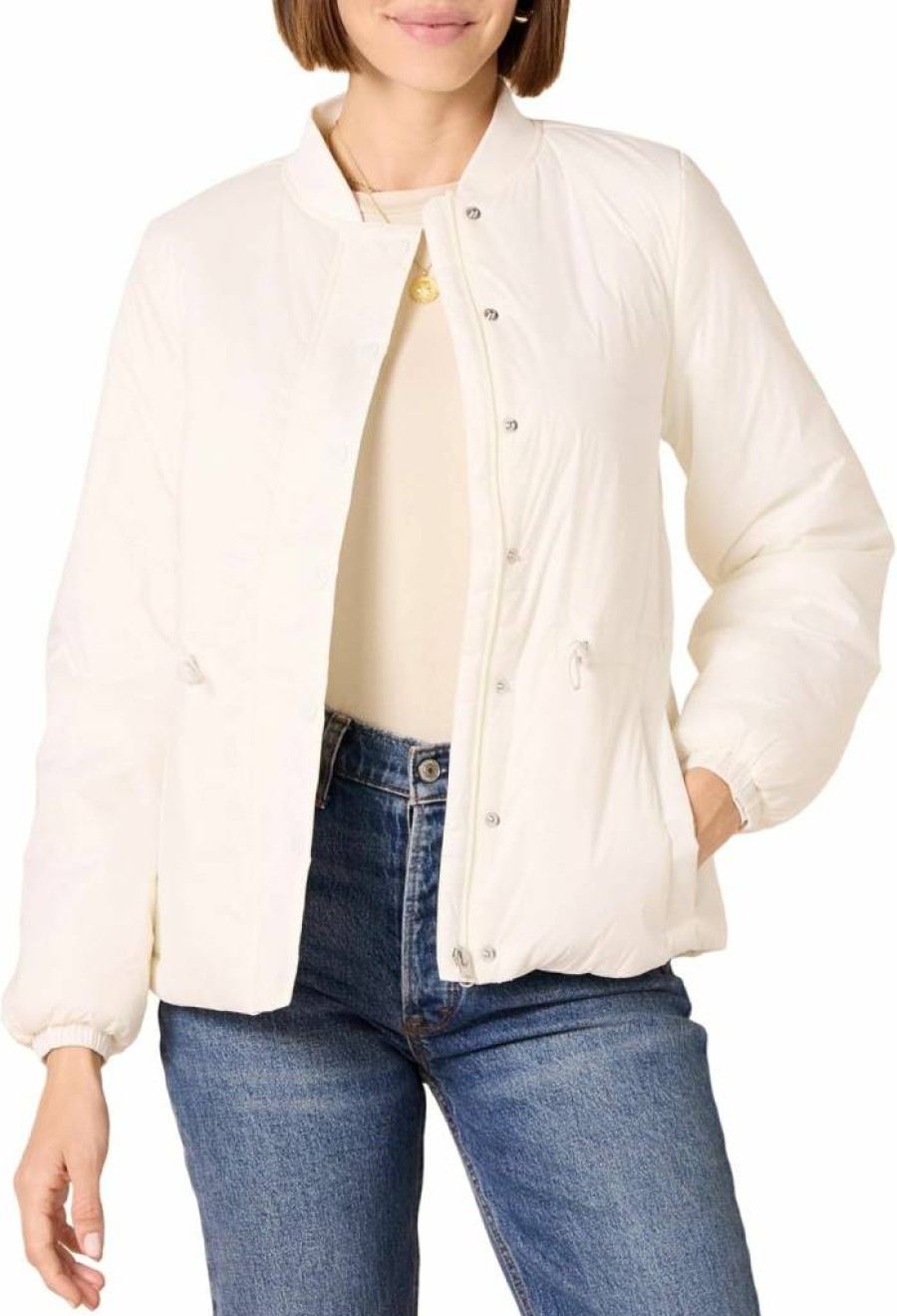 Amazon Essentials Women's Lightweight Padded Bomber Jacket with Waist Definition