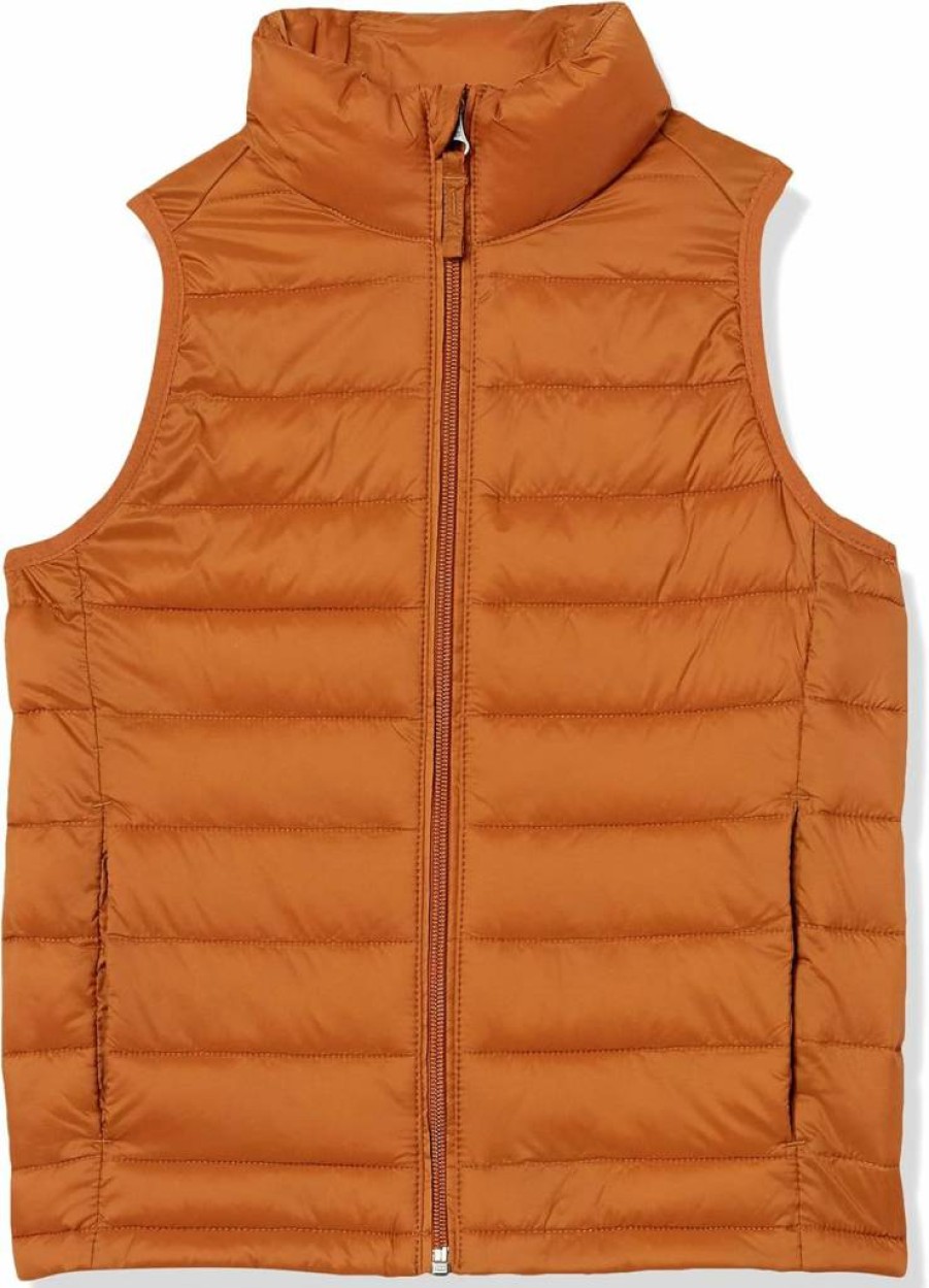 Amazon Essentials Boys' Lightweight Packable Puffer Vest with Hood, Water-Resistant for Toddlers & Kids