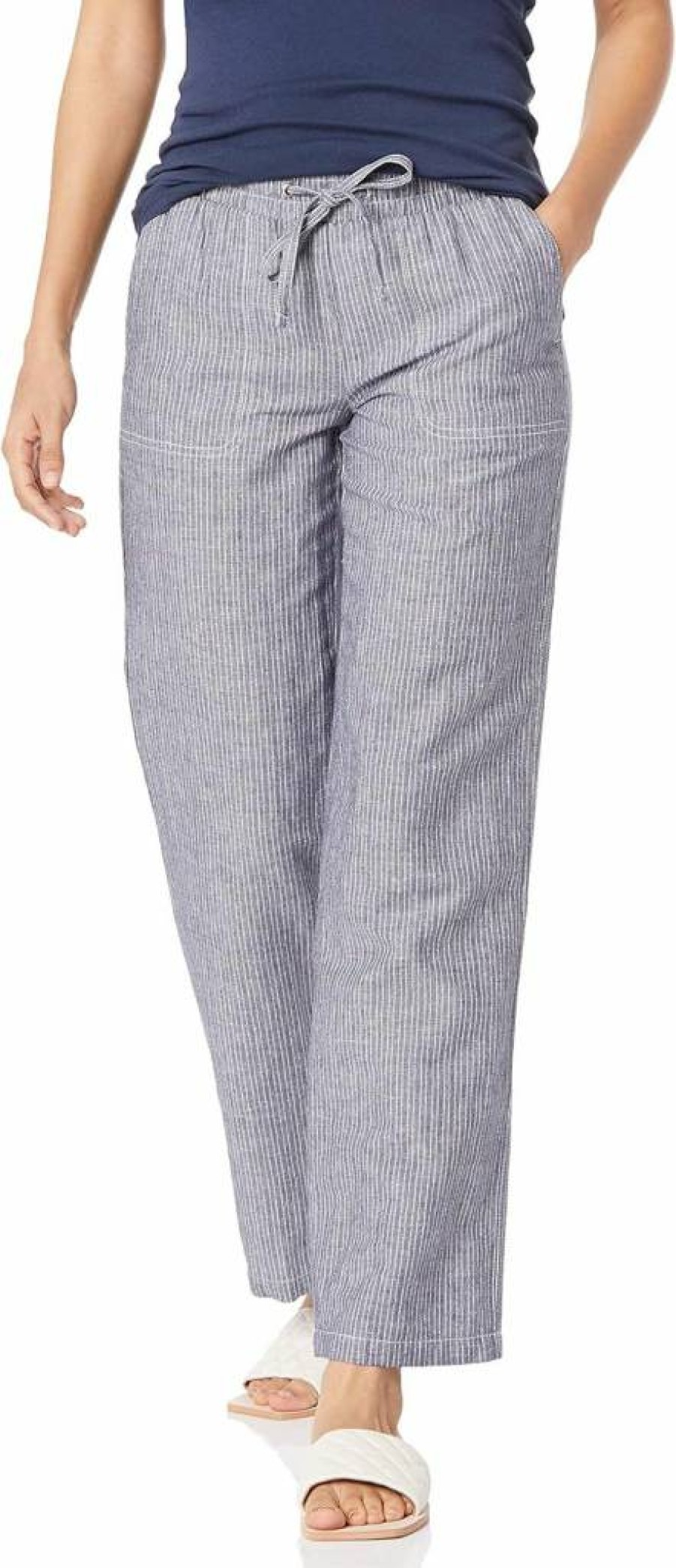 Amazon Essentials Women's Linen Blend Wide Leg Pants - Relaxed Fit with Drawstring Waist, Plus Size Options