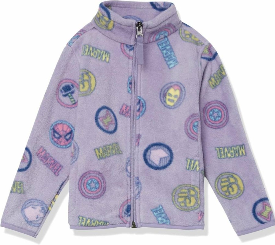 Amazon Essentials Girls & Toddlers Disney Marvel Star Wars Princess Polar Fleece Full-Zip Hooded Jacket