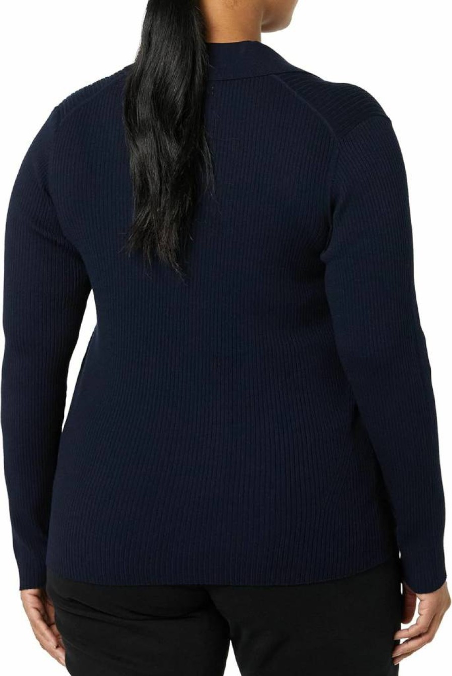 Amazon Essentials Women's Stretch Polo Ribbed Cardigan Sweater, Lightweight Knit Top for Casual Wear