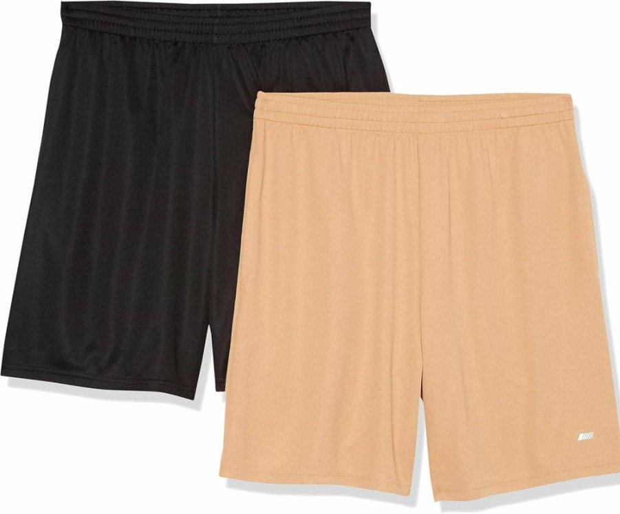 Amazon Essentials Men's Tech Loose-Fit Athletic Shorts 2-Pack - Breathable Quick-Dry Workout Shorts for Running & Training