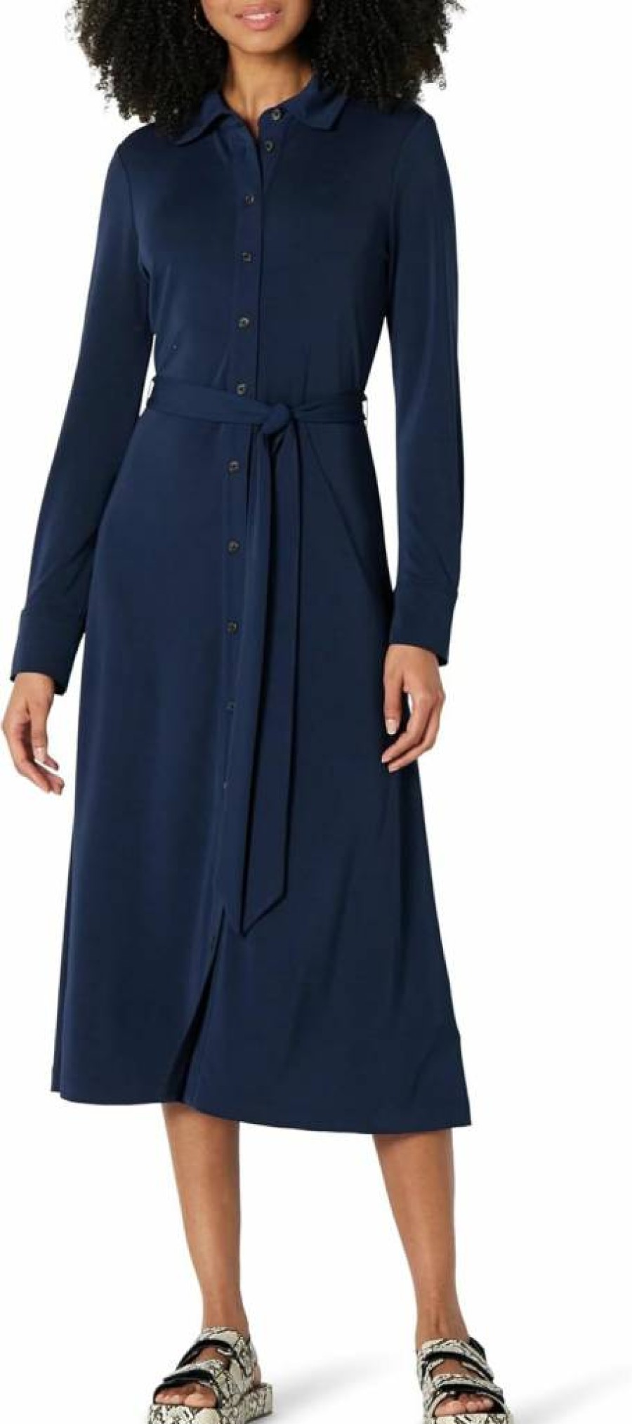 Amazon Essentials Women's Casual Midi Dress - Soft Matte Jersey, Regular Fit, Versatile Everyday Wear