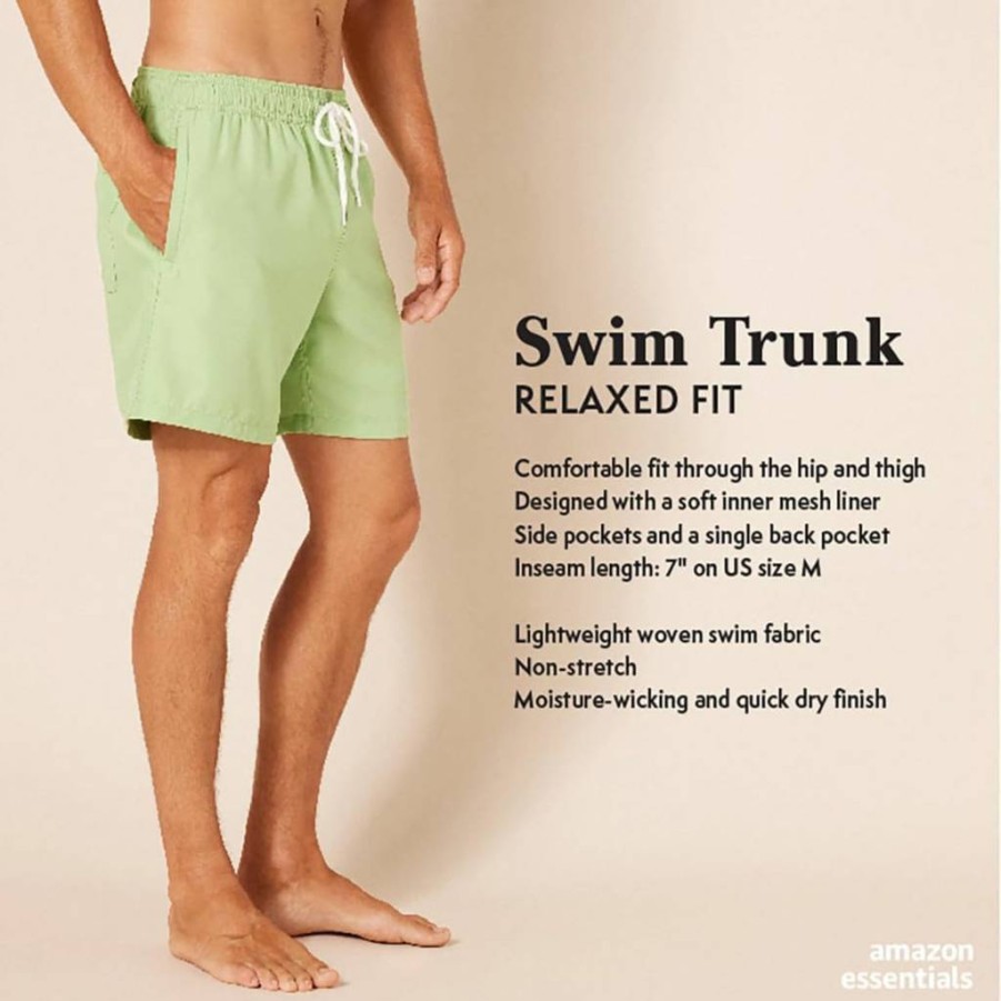 Amazon Essentials Men's 7" Quick-Dry Swim Trunks - Lightweight, Comfortable Swim Shorts for Beach & Pool