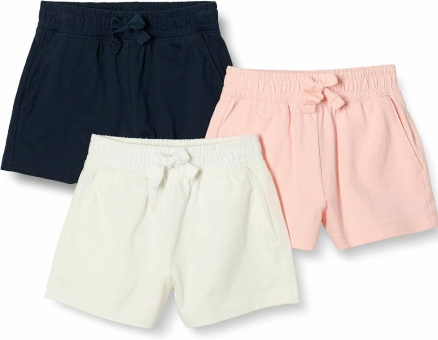 Amazon Essentials Girls' 3-Pack Toddler Pull-On Shorts | Soft Cotton Play Shorts for Kids