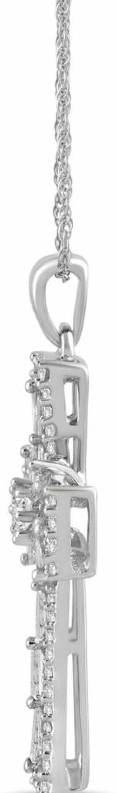 Amazon Essentials 10K White Gold Diamond Cross Pendant Necklace, 1 CTTW, 18-Inch Chain, Religious Jewelry Gift for Women