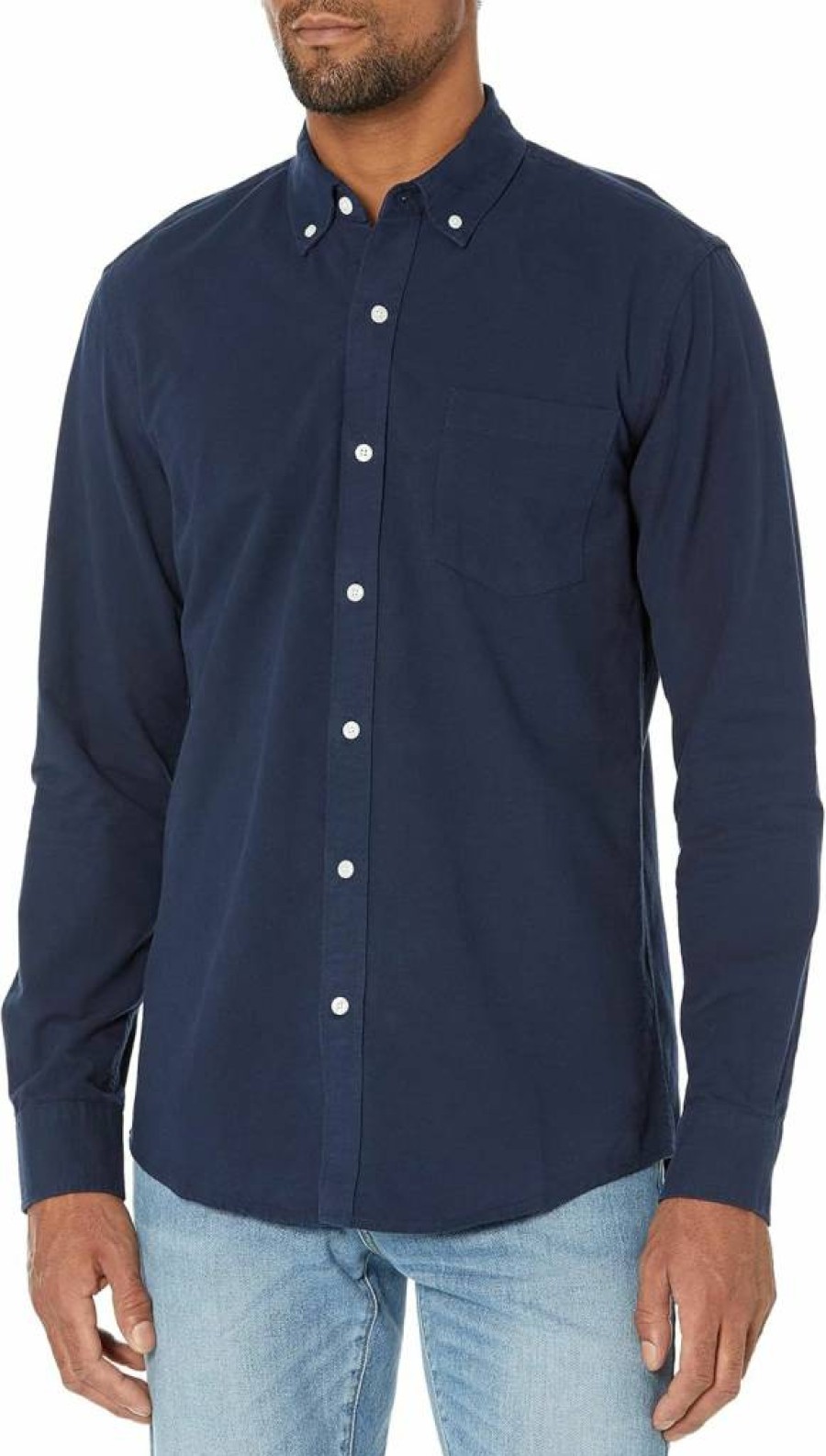 Amazon Essentials Men's Slim-Fit Long Sleeve Oxford Dress Shirt with Pocket and Button-Down Collar