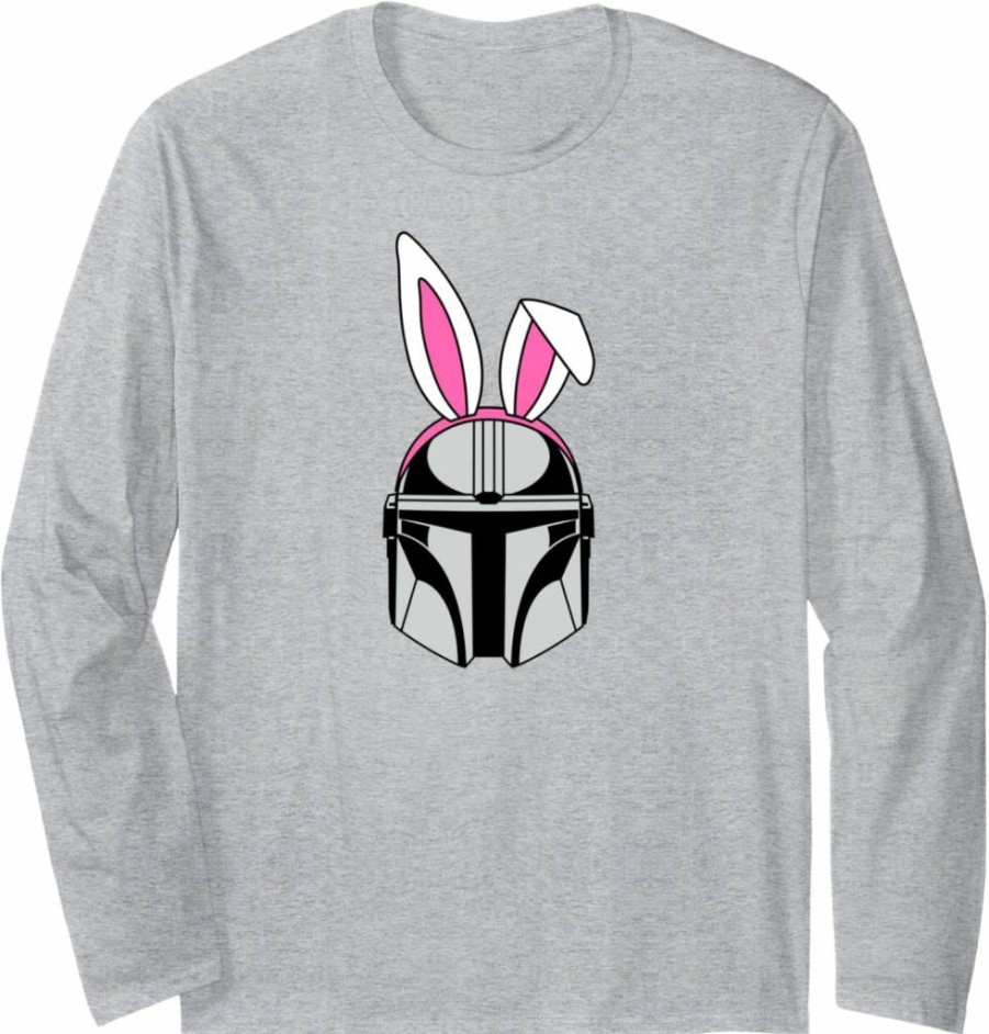 Amazon Essentials Star Wars The Mandalorian Helmet with Bunny Ears Long Sleeve Graphic T-Shirt for Spring Easter