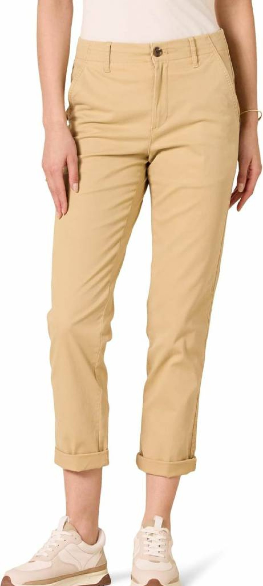 Amazon Essentials Women's Khaki Tapered Ankle Pants - High-Rise Regular Fit Casual Trousers