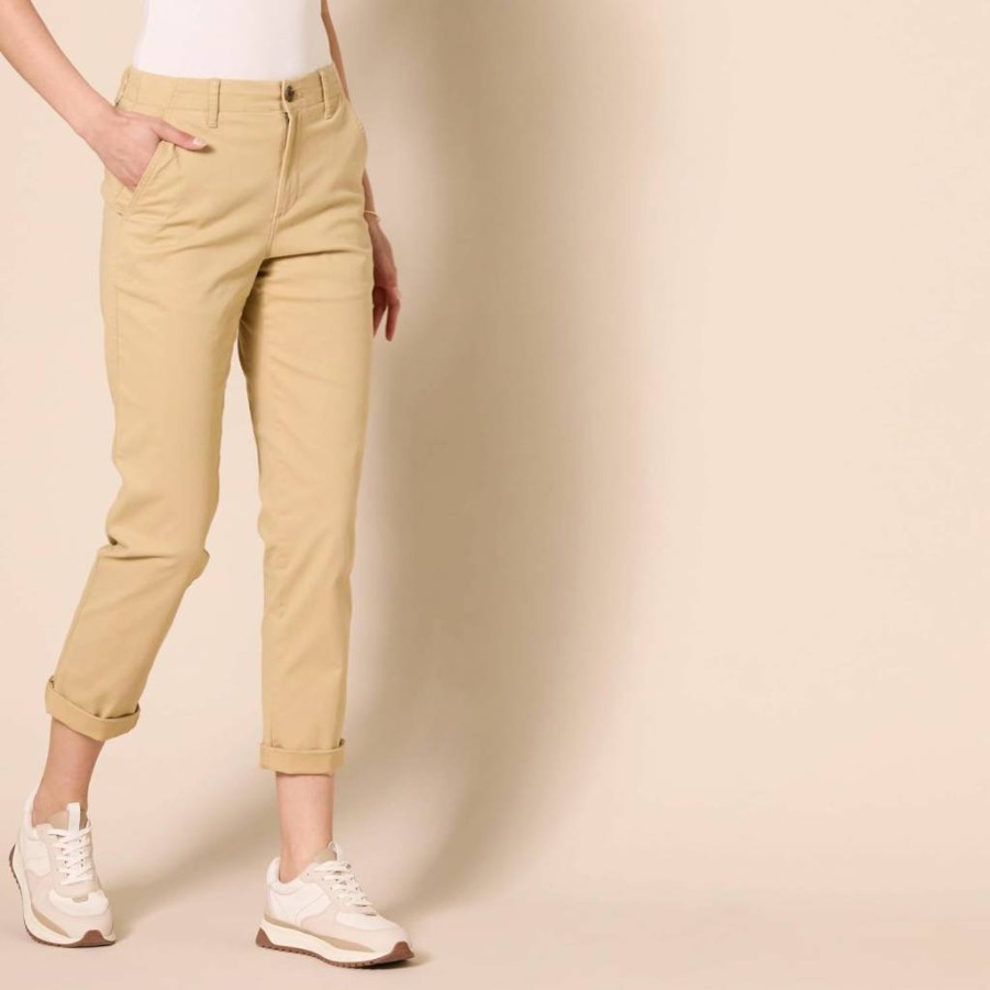 Amazon Essentials Women's Khaki Tapered Ankle Pants - High-Rise Regular Fit Casual Trousers