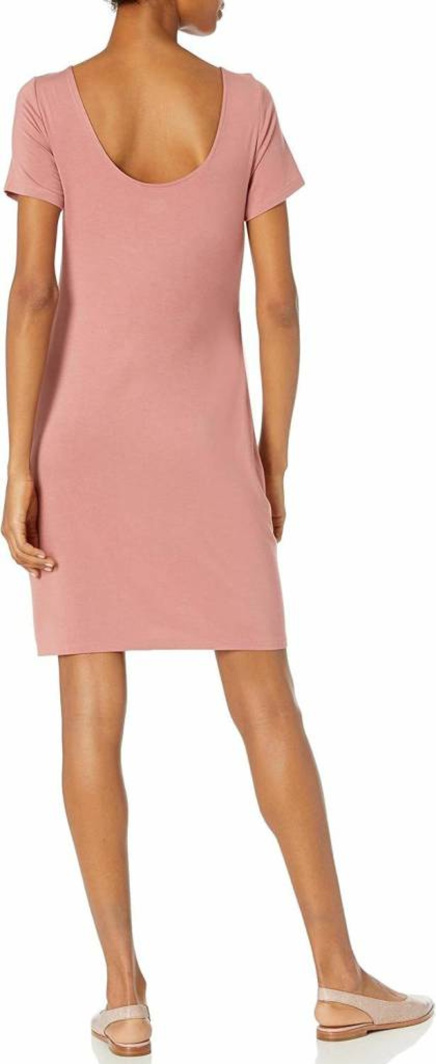 Amazon Essentials Women's Comfort Stretch Jersey Ballet Back T-Shirt Dress - Casual Regular Fit Knit Dress
