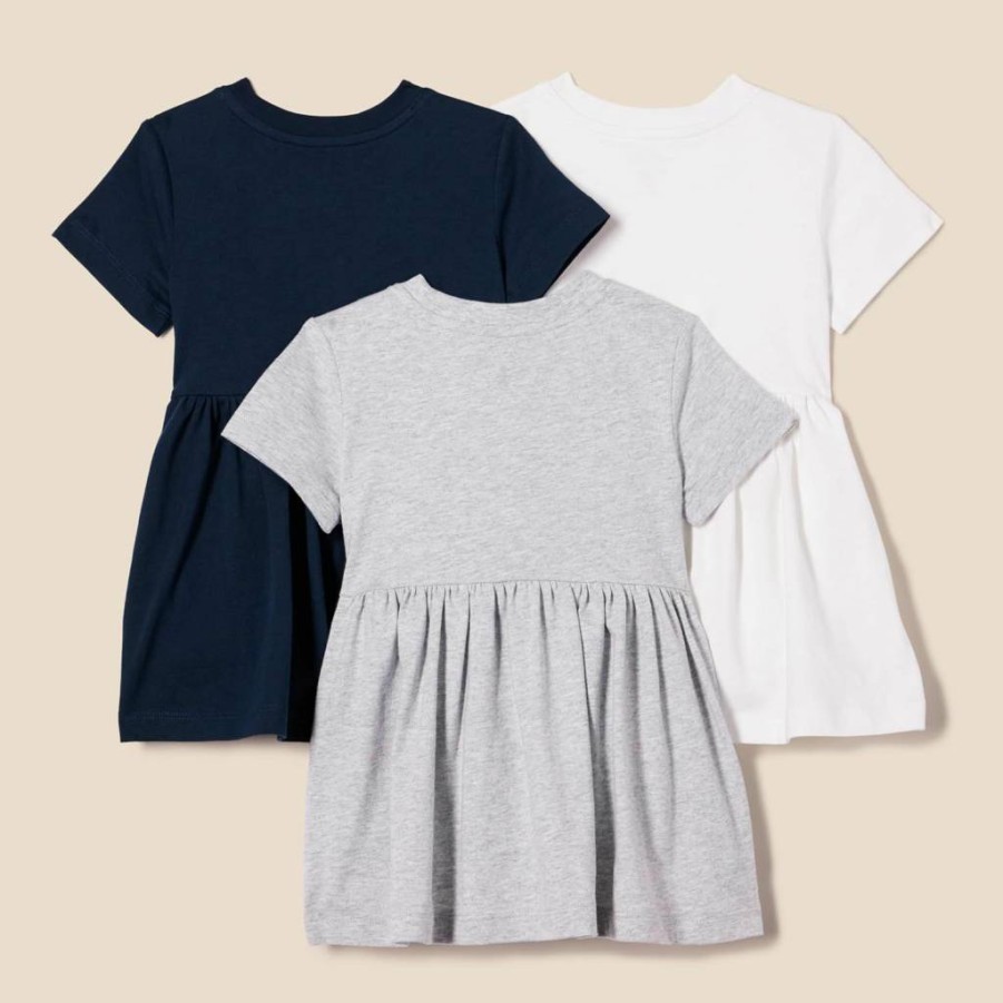 Amazon Essentials Girls' Short Sleeve Jersey Dress 3-Pack - Toddler Comfortable Casual Outfits