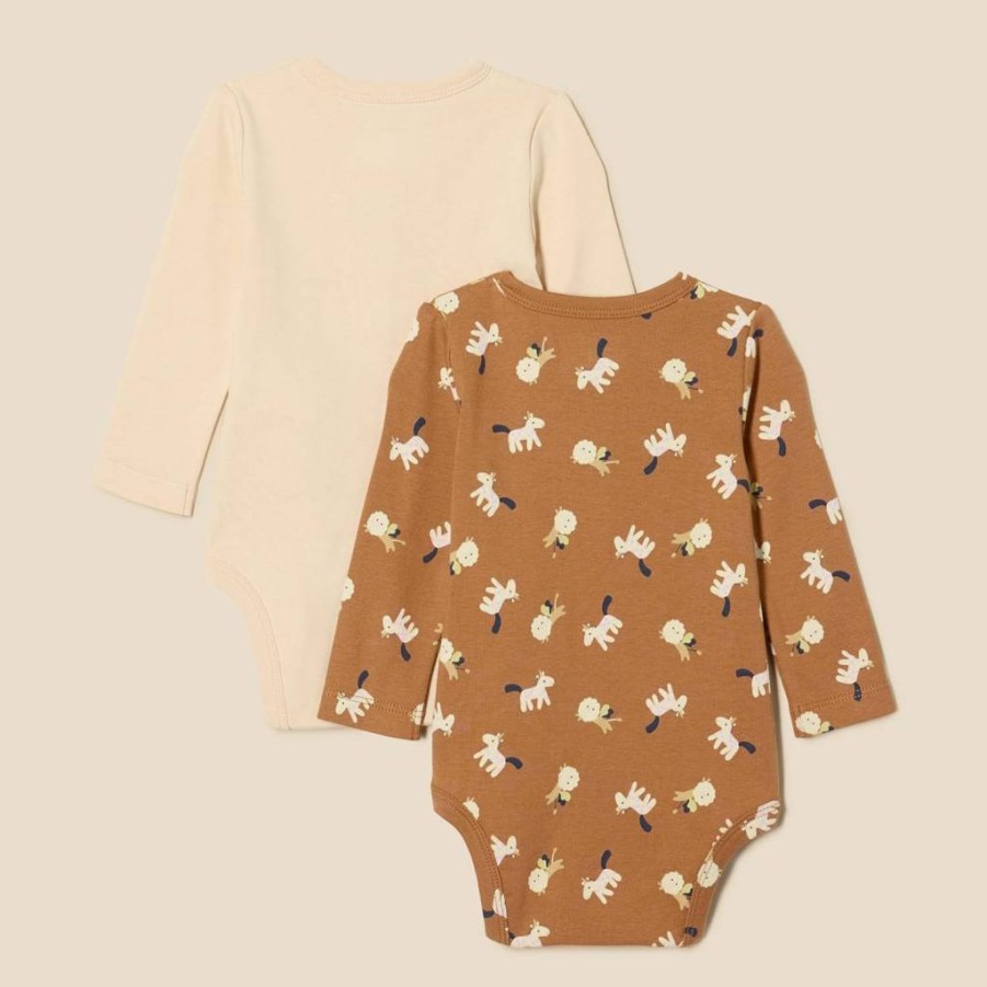 Amazon Essentials Unisex Baby 2-Pack Long-Sleeve Henley Bodysuits for Infants