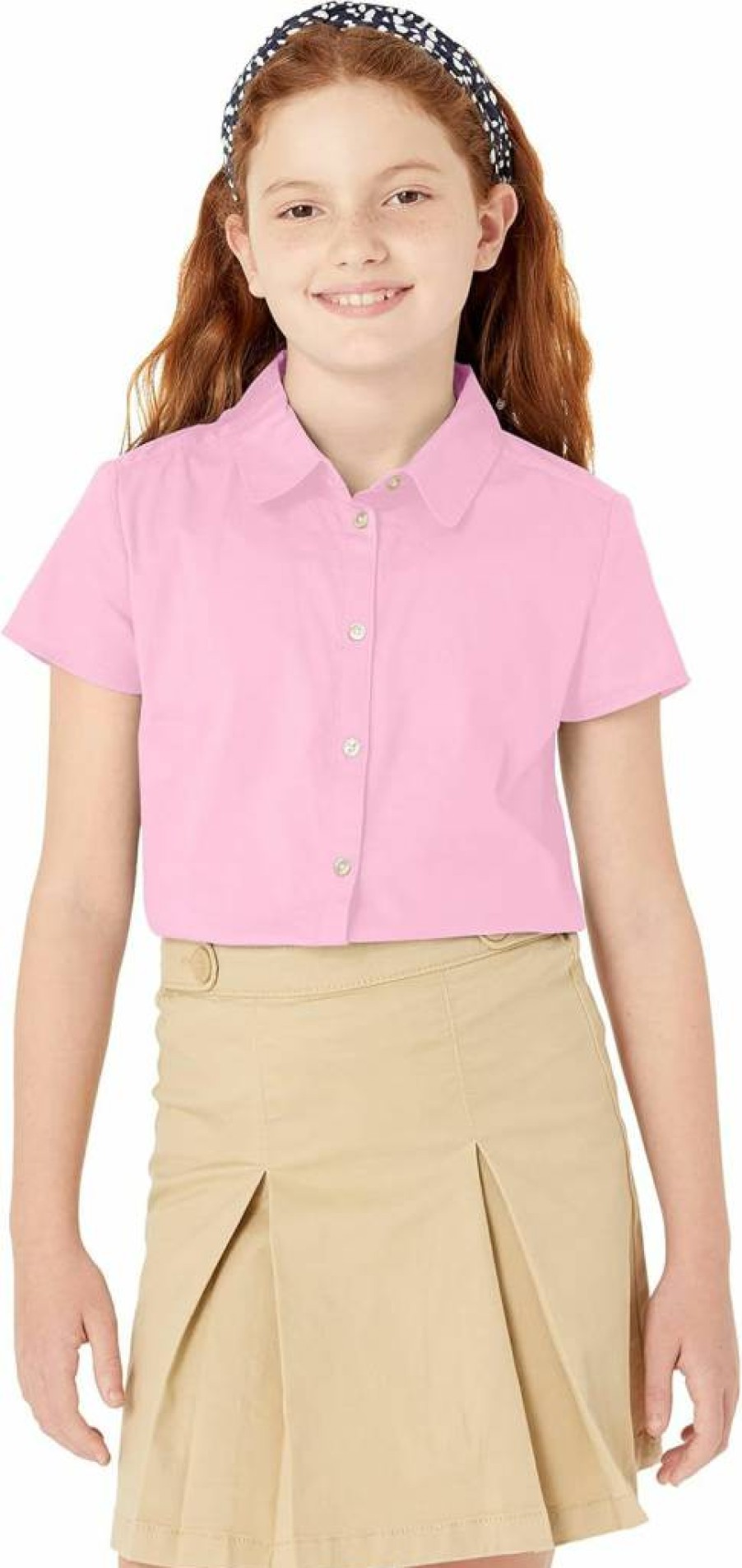 Amazon Essentials Girls' Uniform Short-Sleeve Button-Down Shirts, 3-Pack, Stretch Poplin, School, Kids, Toddler