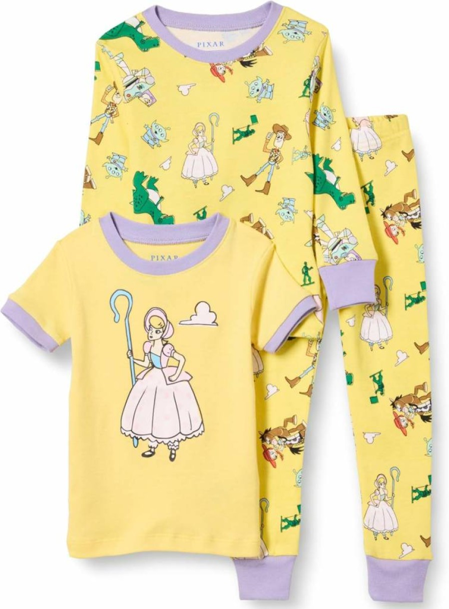 Amazon Essentials Girls' & Toddlers' Cotton Pajama Set - 3-Pack | Disney Marvel Star Wars Princess Snug-Fit Sleepwear