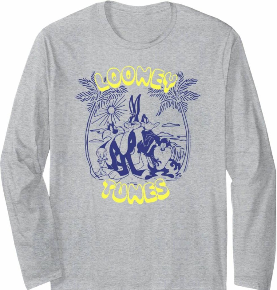 Amazon Essentials Looney Tunes Tropical Beach Long Sleeve Graphic T-Shirt for Men & Women