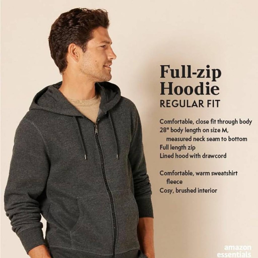 Amazon Essentials Men's Big & Tall Full-Zip Fleece Hooded Sweatshirt