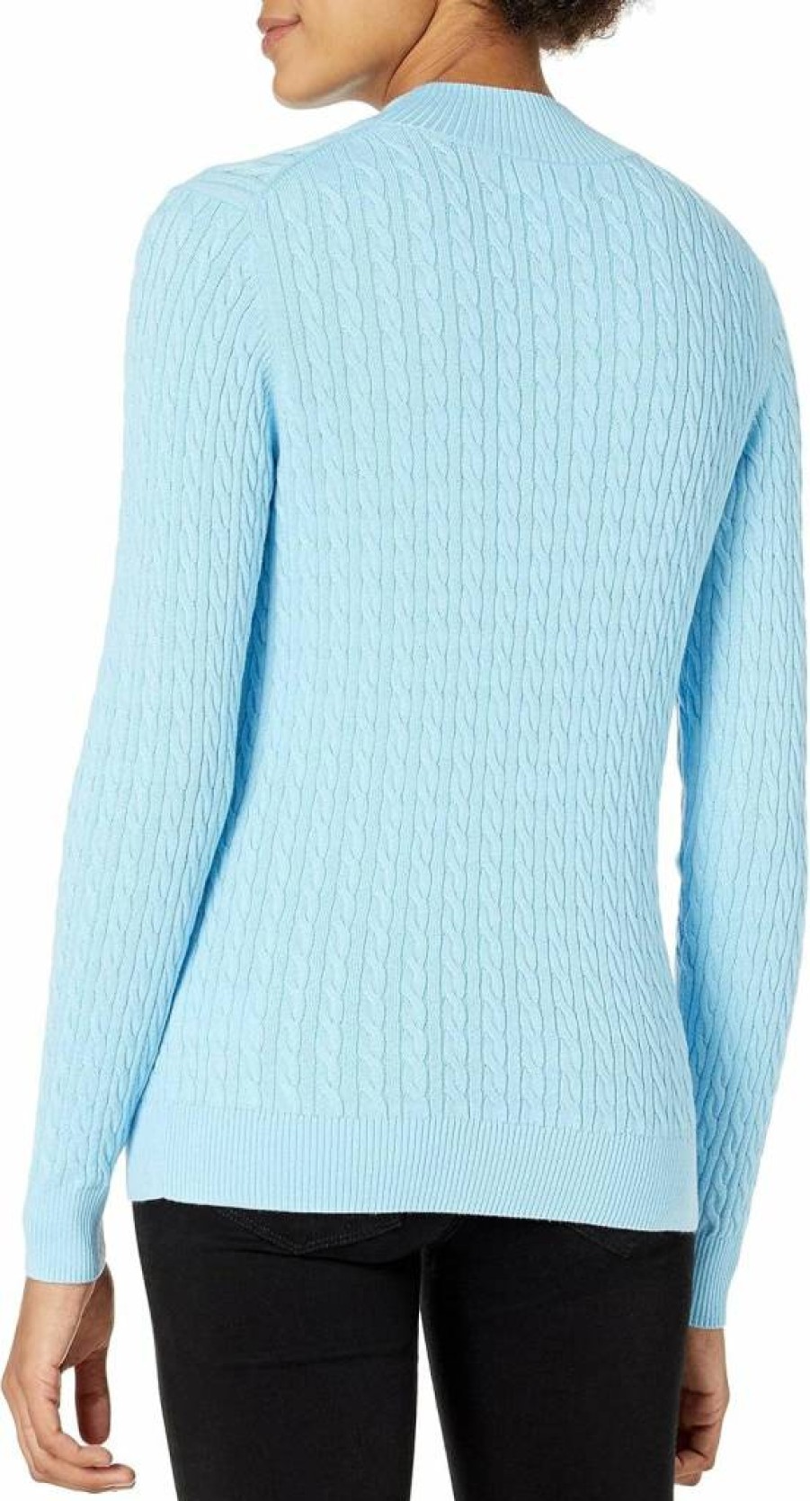 Amazon Essentials Women's Lightweight Mock Neck Cable Knit Sweater, Long Sleeve Classic Fit Pullover Top