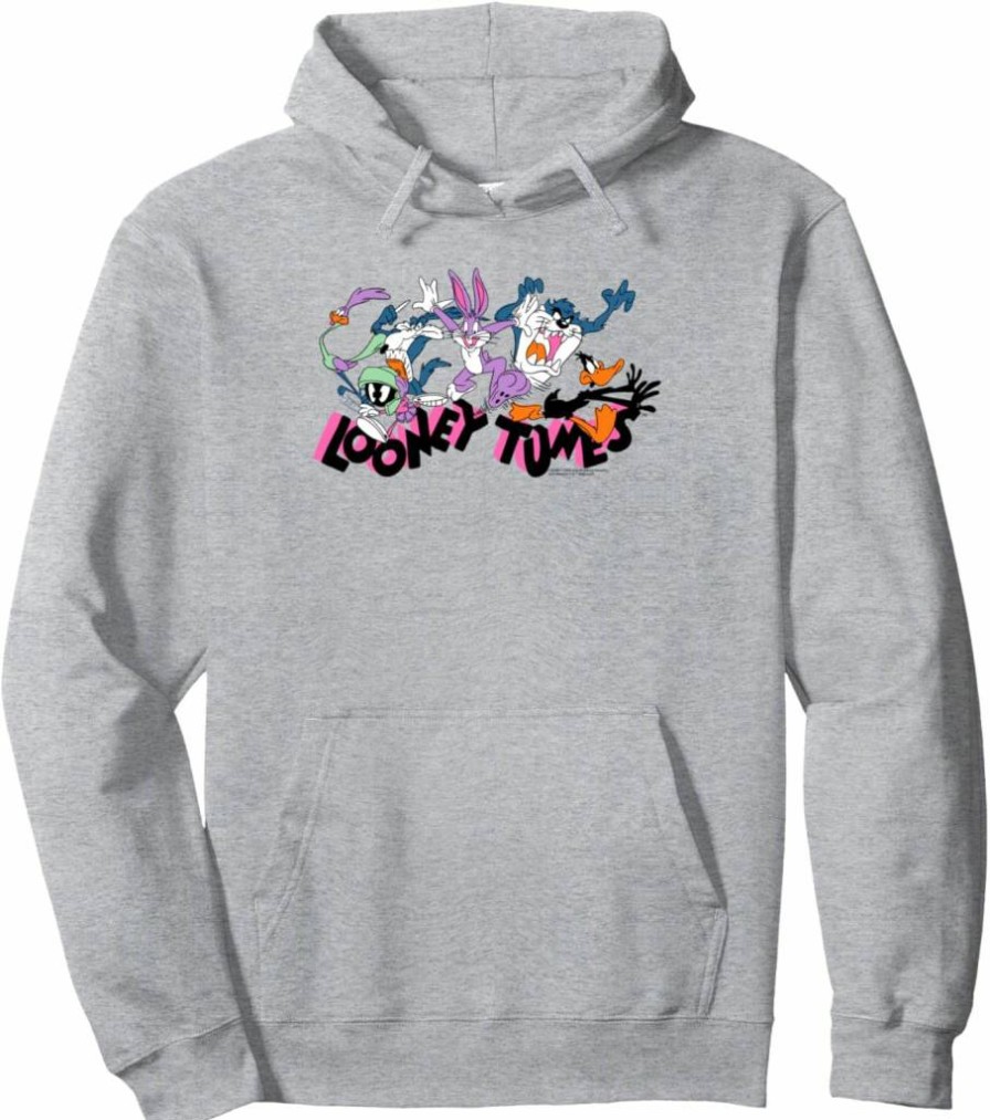 Amazon Essentials Looney Tunes Pullover Hoodie - Pink with Running Characters Logo
