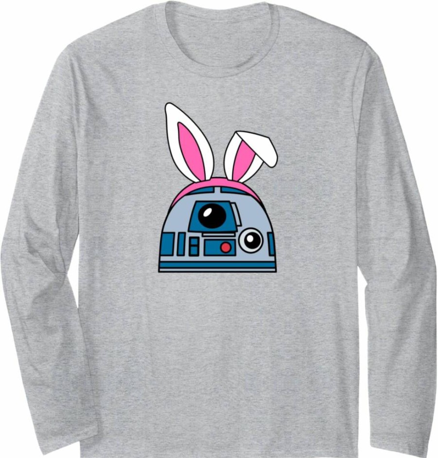 Amazon Essentials Star Wars R2-D2 Easter Bunny Ears Graphic Long Sleeve T-Shirt for Adults