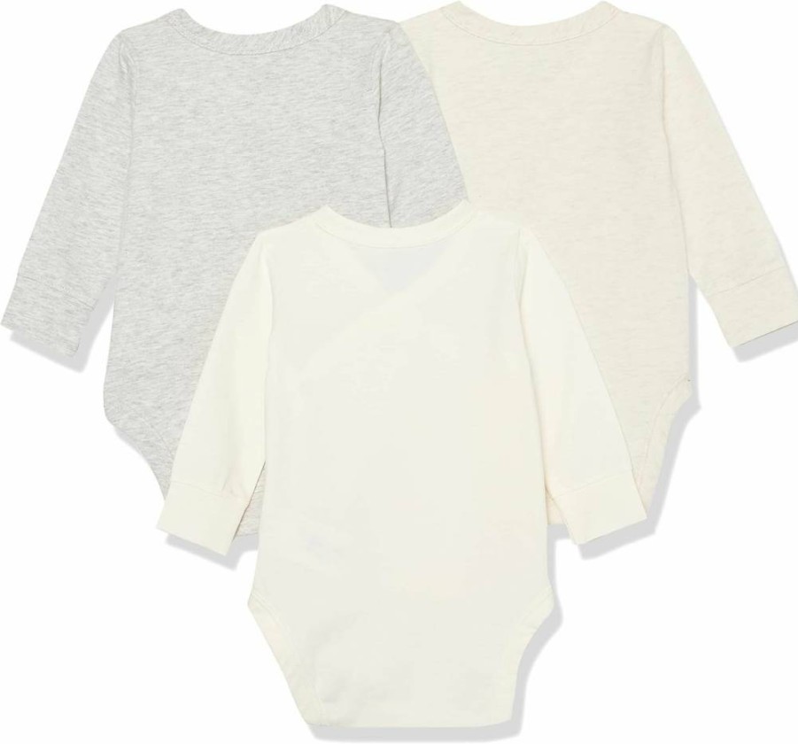 Amazon Essentials Unisex Baby Cotton Side-Snap Bodysuits - Soft Long Sleeve Onesies, 3-Pack (Eco-Friendly)