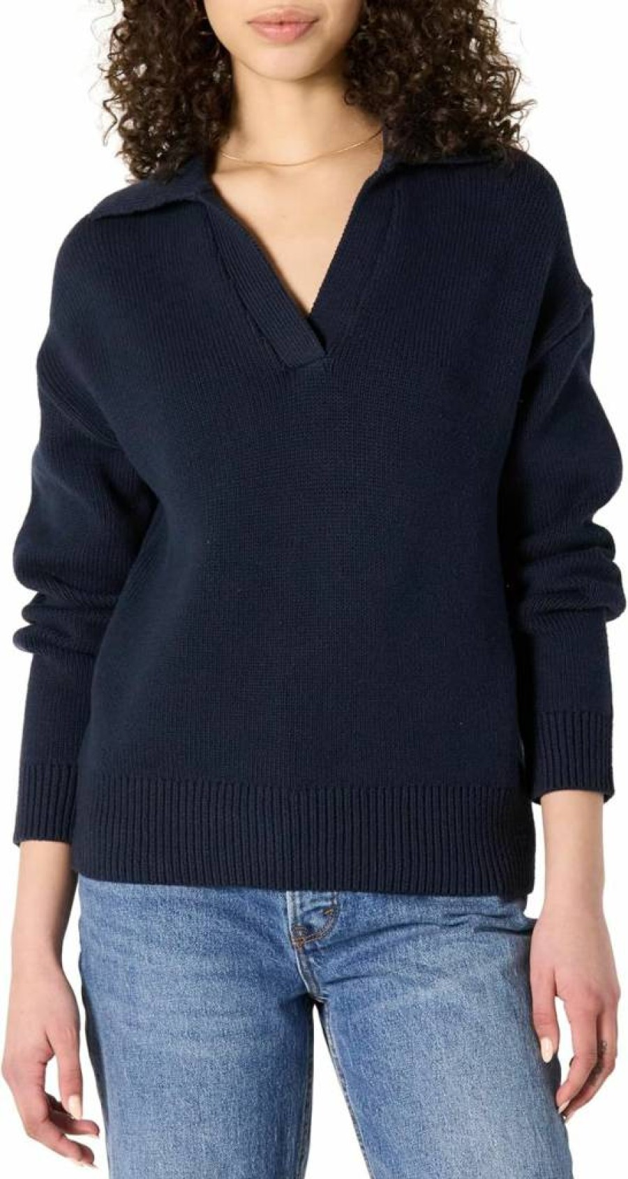 Amazon Essentials Women's Heavyweight Cotton Polo Sweater - Relaxed-Fit Pullover for Comfort & Style