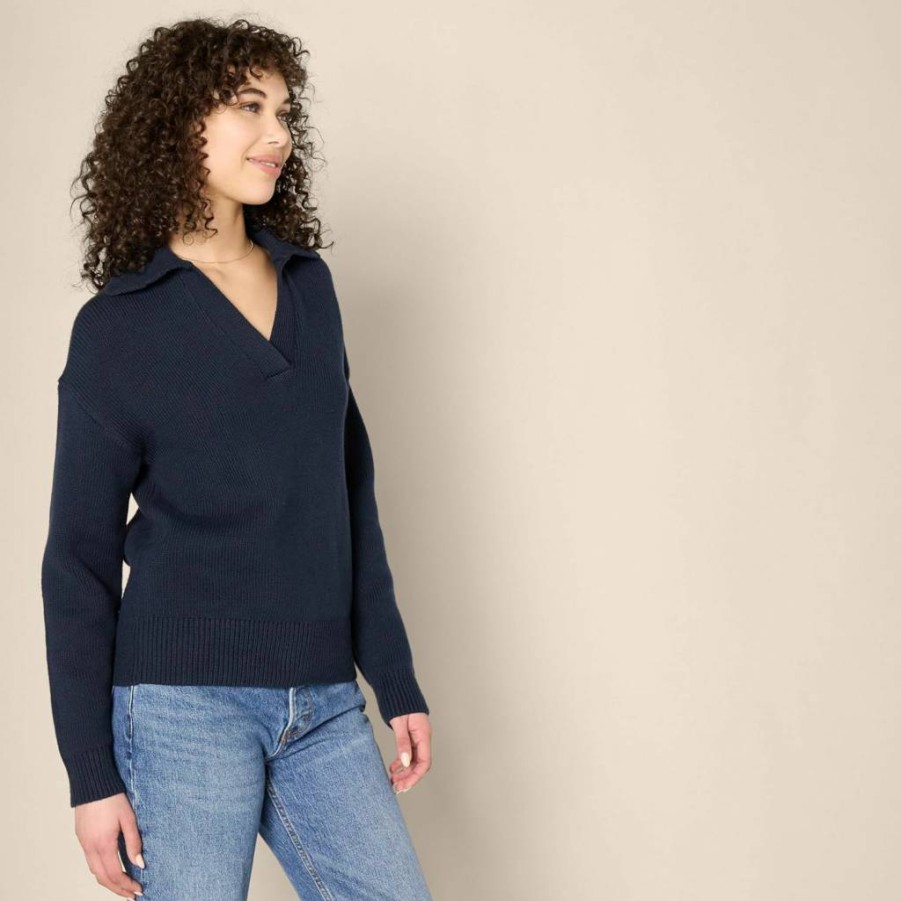 Amazon Essentials Women's Heavyweight Cotton Polo Sweater - Relaxed-Fit Pullover for Comfort & Style
