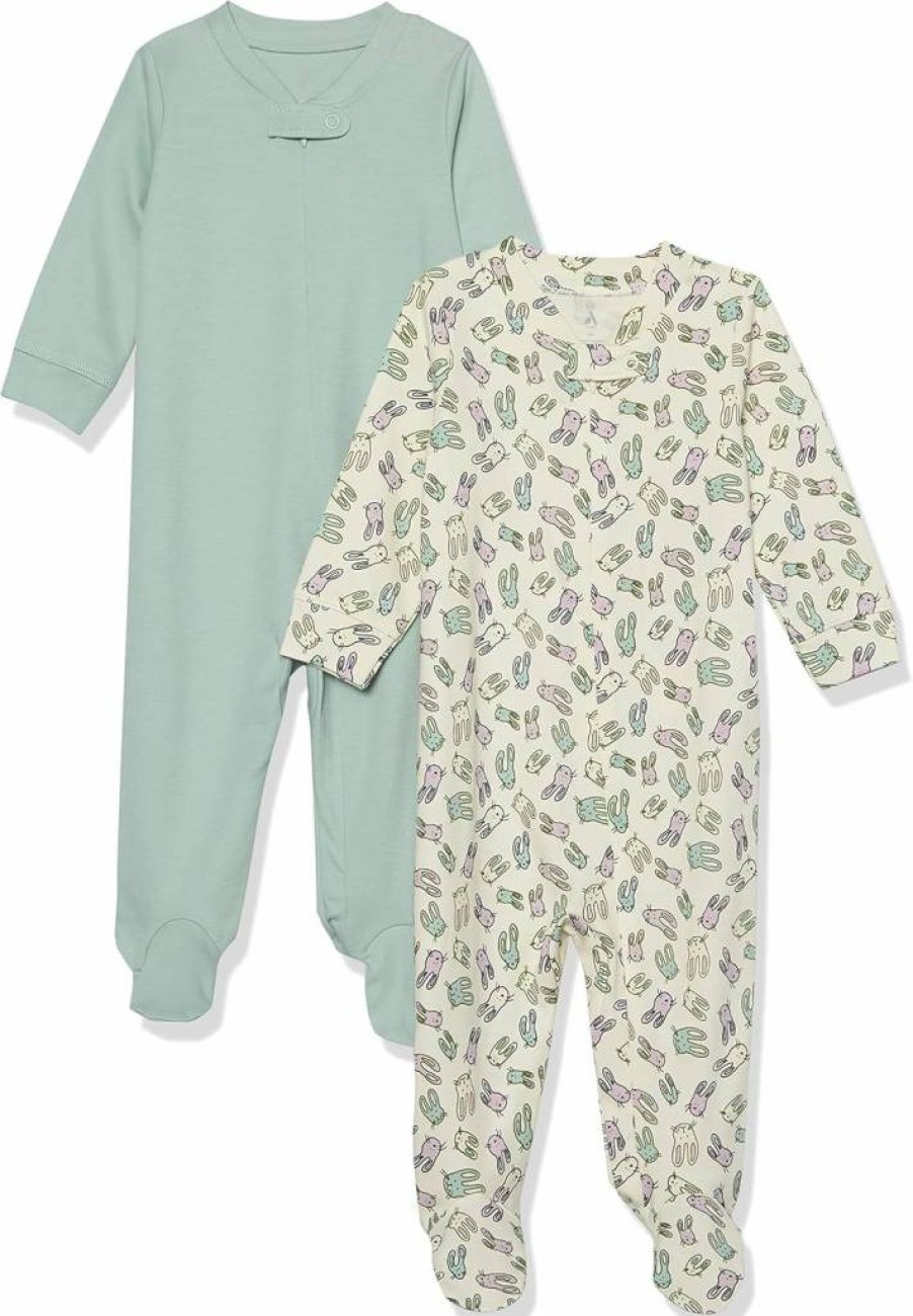 Amazon Aware Unisex Baby Organic Cotton Footed Pajamas, 2-Pack Sleep & Play Romper