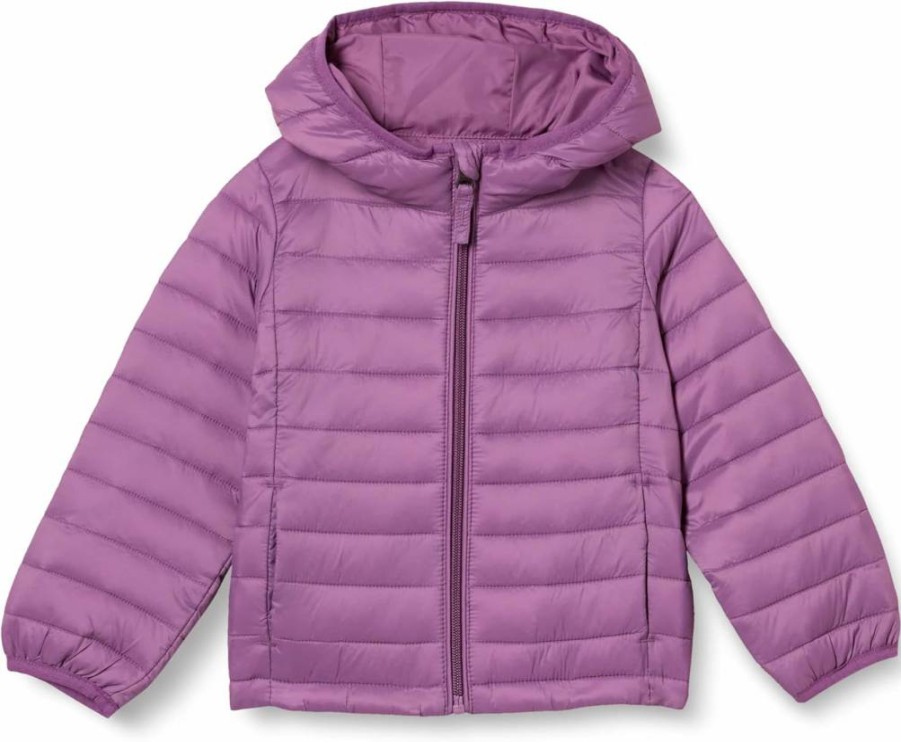 Amazon Essentials Girls' Lightweight Water-Resistant Packable Puffer Jacket with Hood for Toddlers