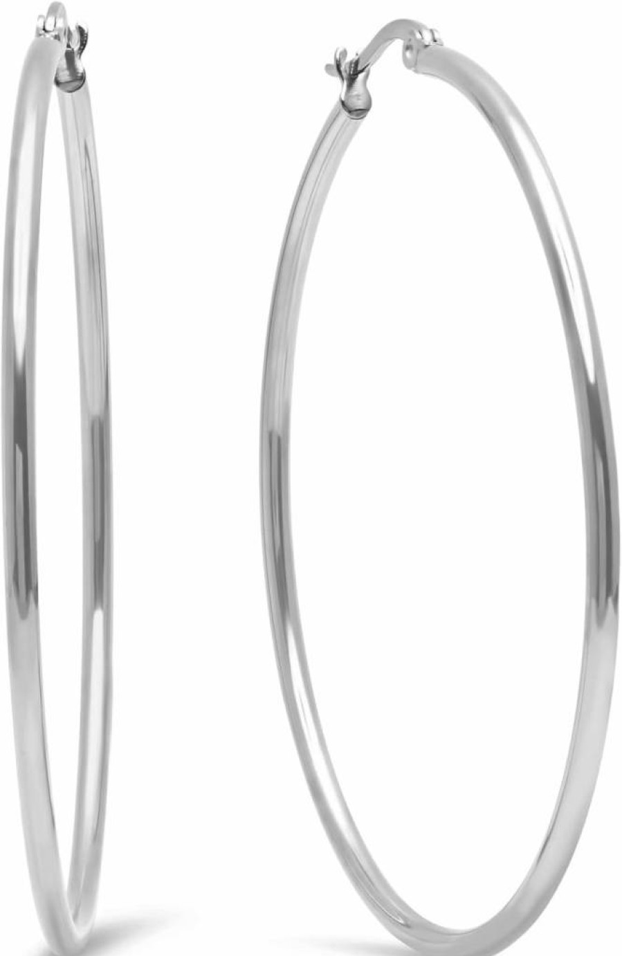 Amazon Essentials 50mm Stainless Steel Round Hoop Earrings for Women, Hypoallergenic Classic Tube Design