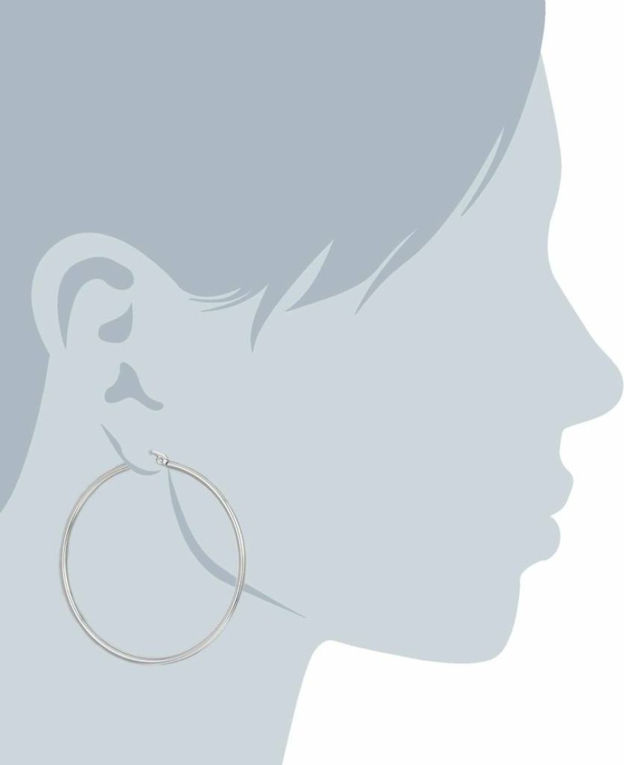 Amazon Essentials 50mm Stainless Steel Round Hoop Earrings for Women, Hypoallergenic Classic Tube Design