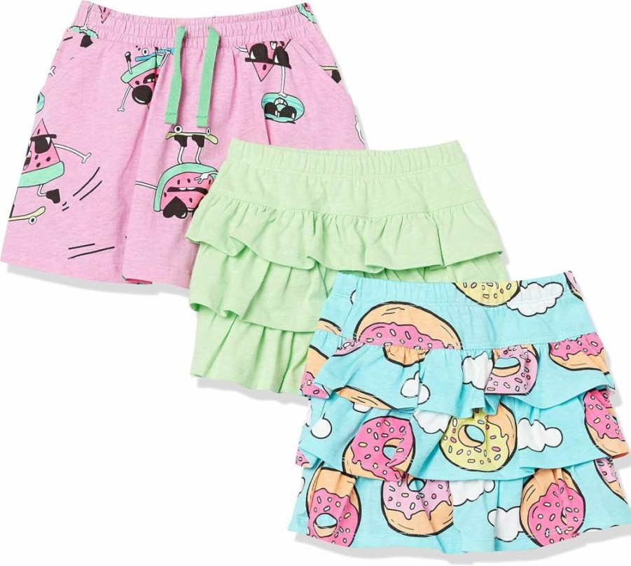 Amazon Essentials Girls' & Toddlers' Knitted Ruffle Scooter Skirts - Soft Stretch Comfy Play Skirts, Multipack (2-Pack, 3-Pack)