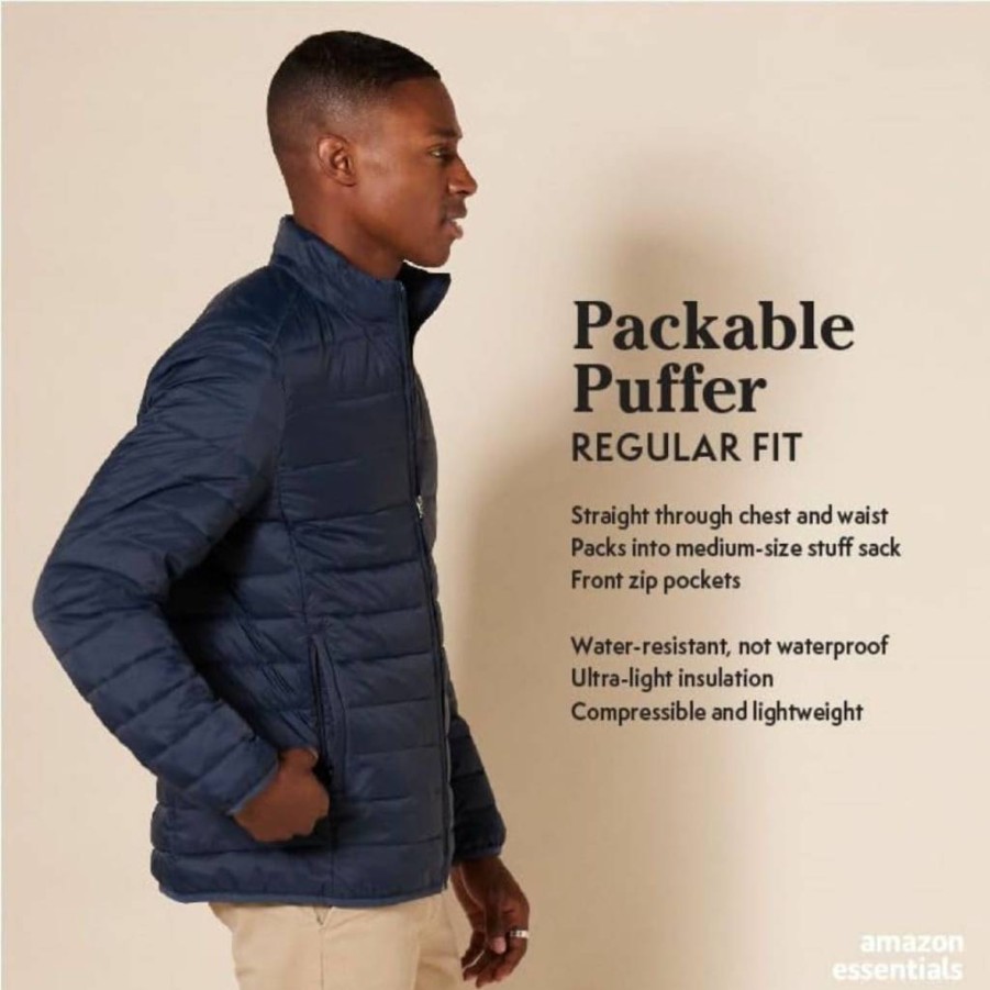 Amazon Essentials Men's Big & Tall Lightweight Water-Resistant Packable Puffer Jacket for Cold Weather