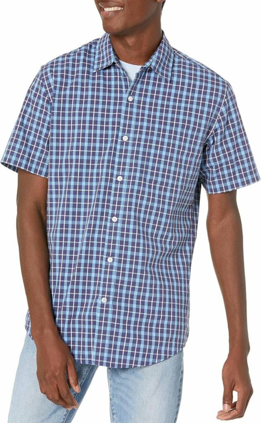 Amazon Essentials Men's Regular-Fit Short-Sleeve Poplin Shirt - Classic Casual Wear for Men