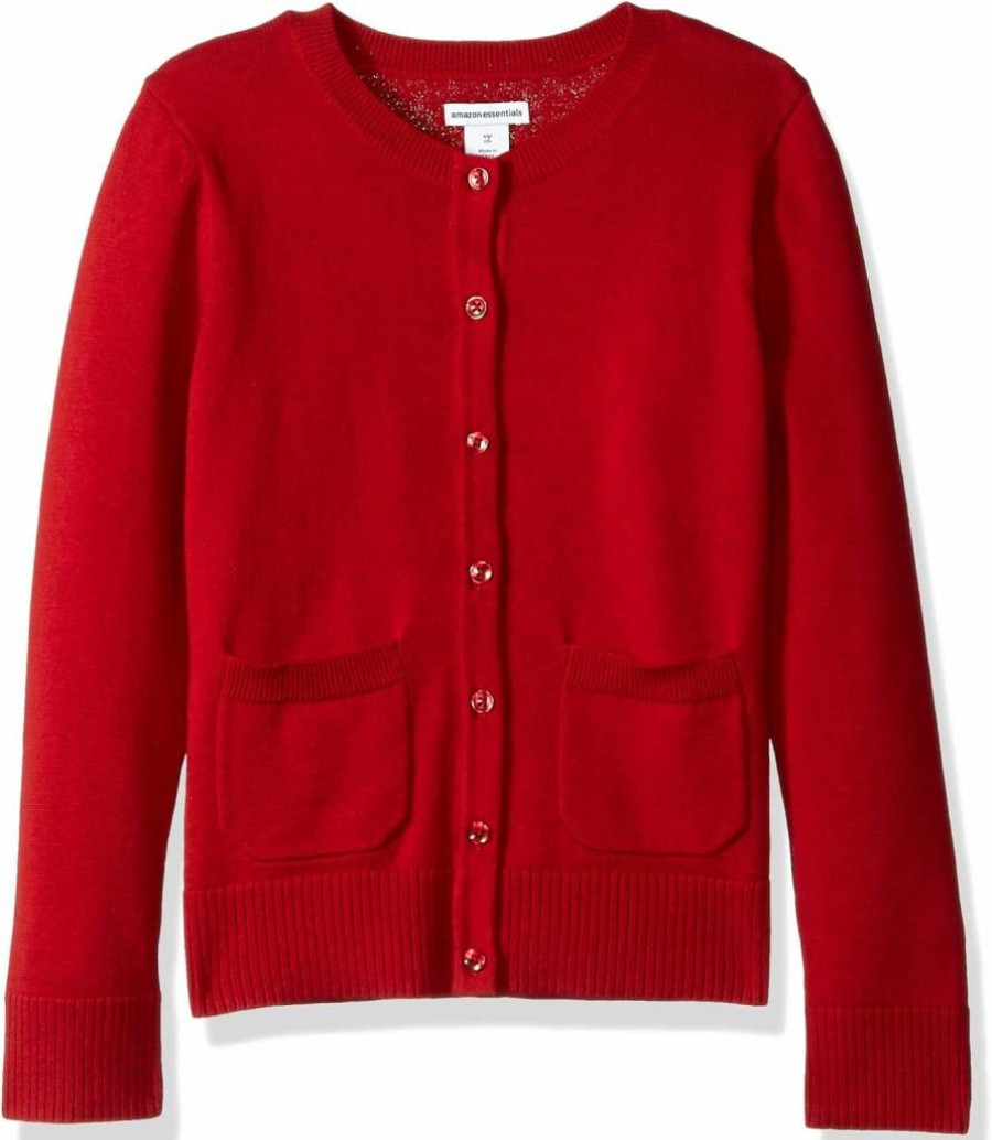 Amazon Essentials Girls & Toddlers Slim Fit Crewneck Cardigan Sweater - Uniform Style