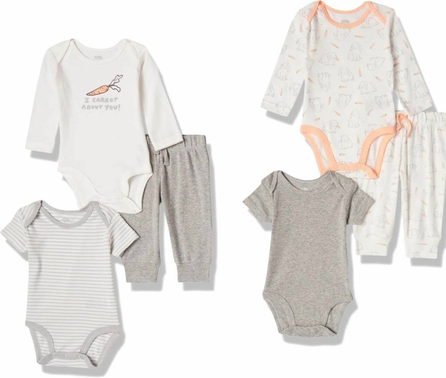 Amazon Essentials Unisex Baby Cotton Layette Sets, 6-Pack Newborn Outfits, Soft Comfortable Infant Clothes