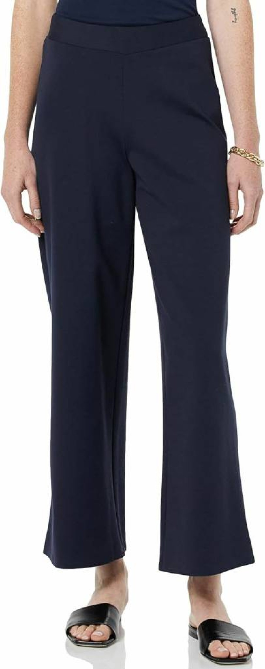 Amazon Essentials Women's Wide Leg Pull-On Dress Pants - Comfortable Cropped Trousers for Casual & Office Wear