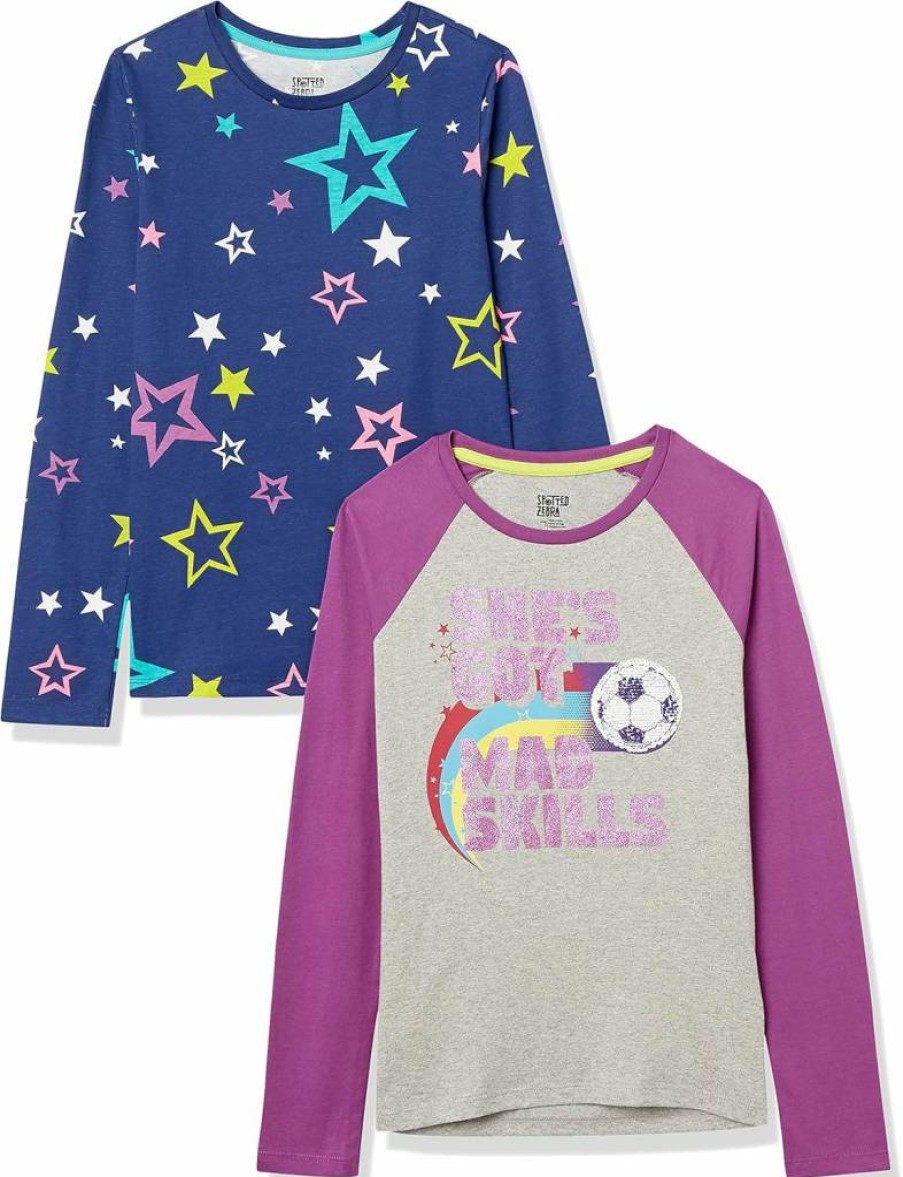 Amazon Essentials Girls & Toddlers' Long-Sleeve T-Shirt Multipacks - Soft Cotton Casual Tees for Kids