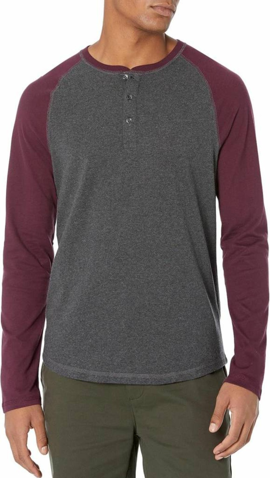 Amazon Essentials Men's Slim-Fit Long-Sleeve Henley Shirt - Comfortable Casual Button-Up Top for Men