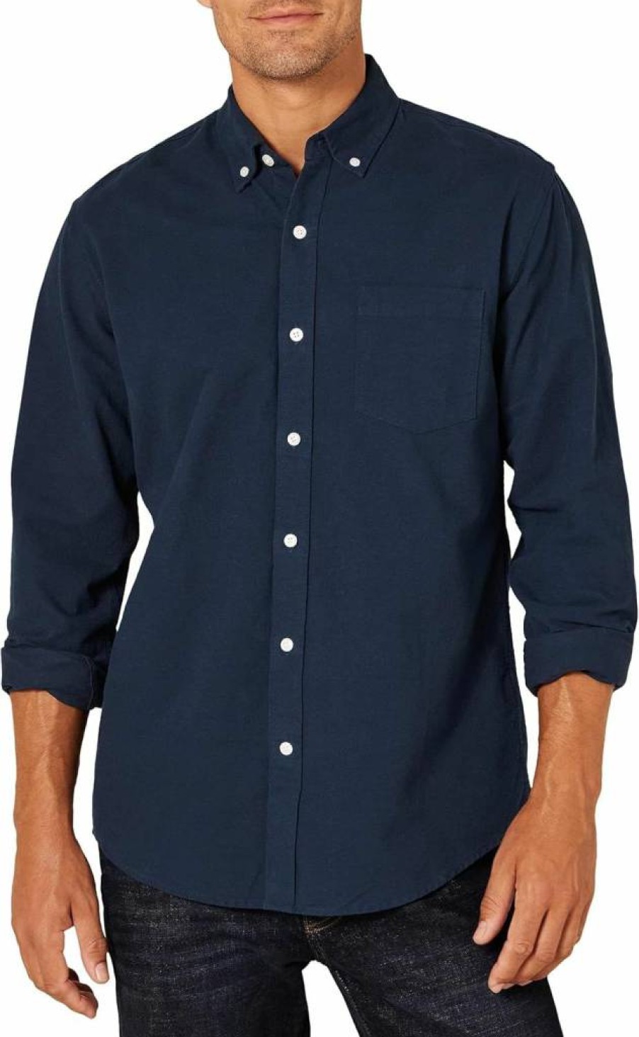 Amazon Essentials Men's Regular-Fit Long Sleeve Oxford Shirt with Pocket, Casual Button-Down Style