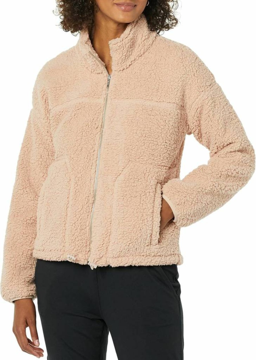 Amazon Essentials Women's Sherpa Lined Fleece Jacket with Stand Collar and Zip Front