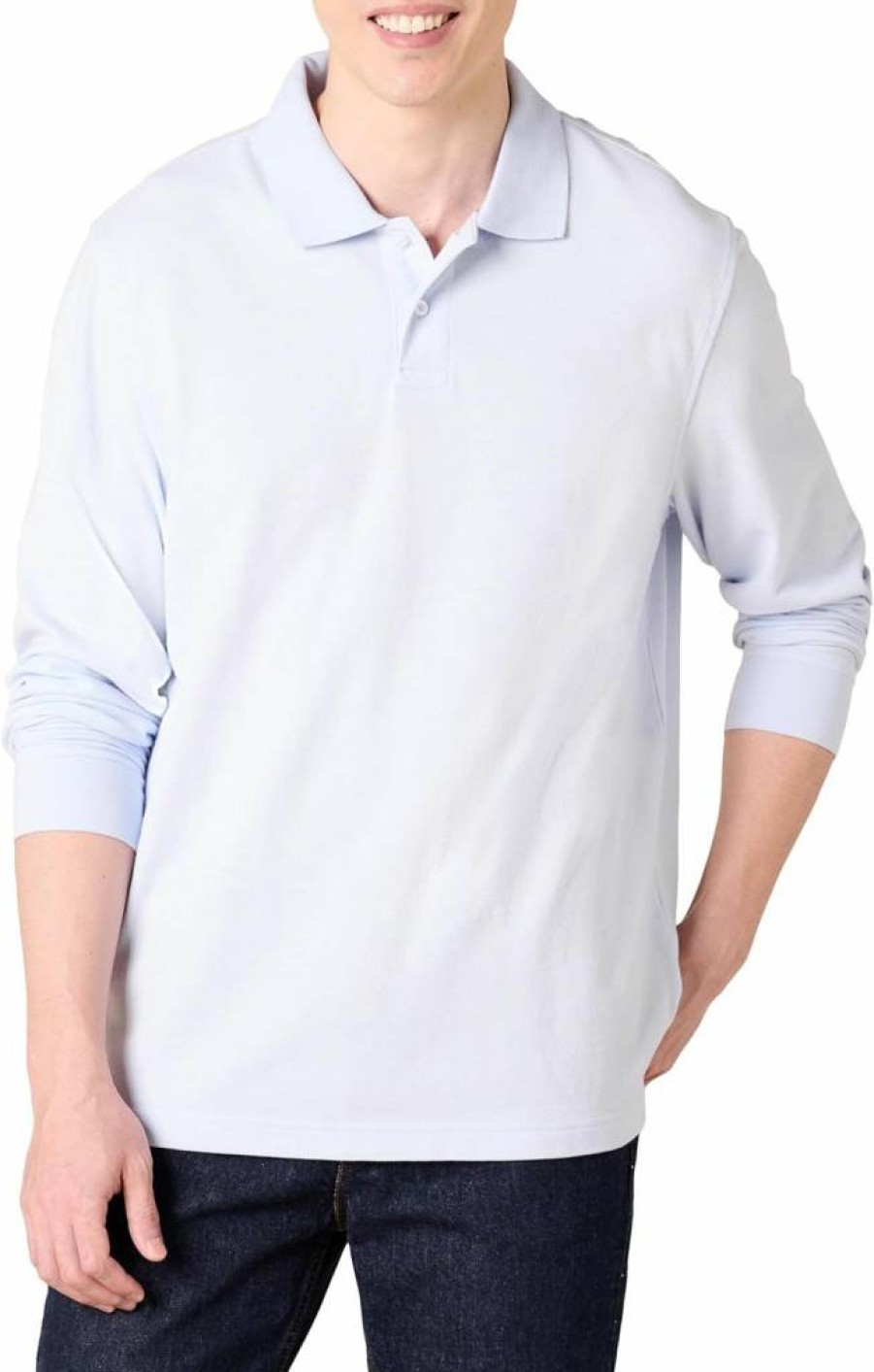 Amazon Essentials Men's Regular-Fit Long Sleeve Polo Shirt - Classic Collared Pique Top for Casual Wear