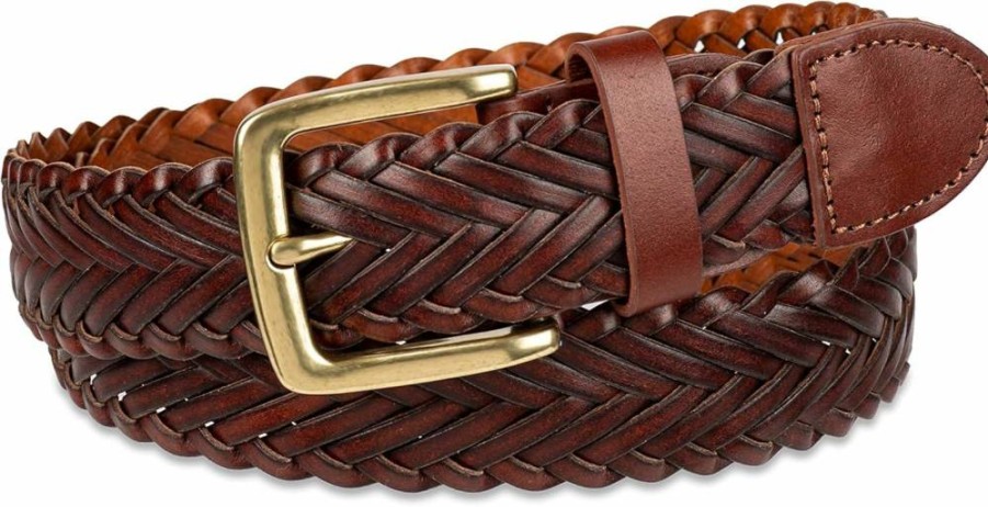 Amazon Essentials Men's Braided Leather Belt - Adjustable Strap for Casual & Formal Wear