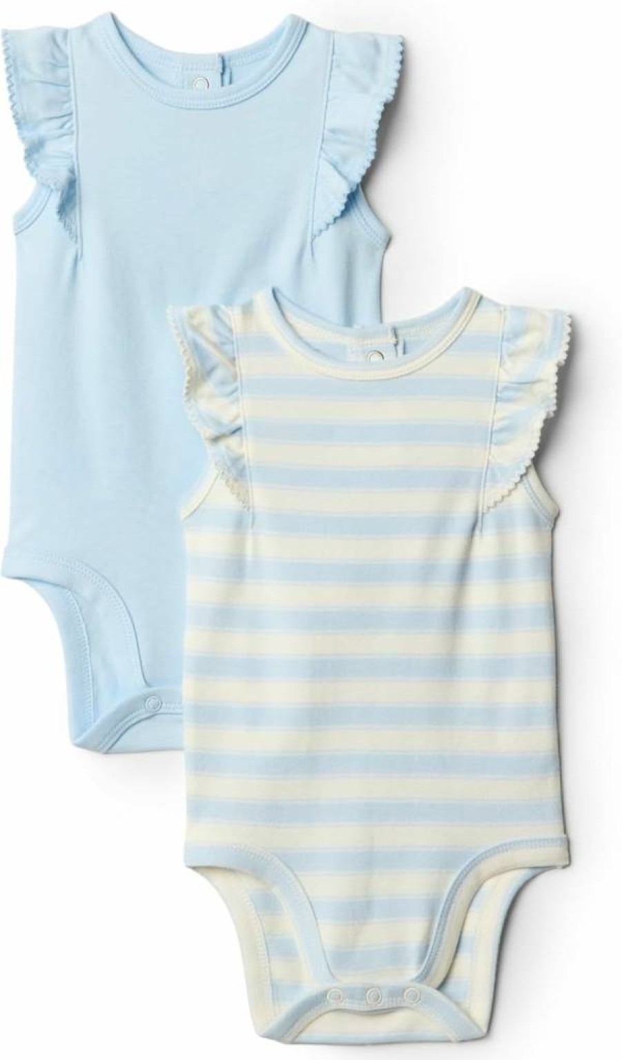 Amazon Essentials Baby Girls' Embroidered Ruffle Bodysuit 2-Pack, Soft Cotton Onesies, Cute Infant Outfits