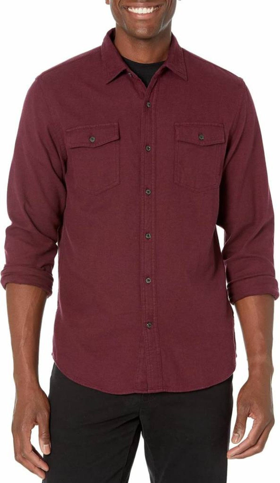 Amazon Essentials Men's Slim-Fit Long Sleeve Plaid Flannel Shirt with Two Pockets