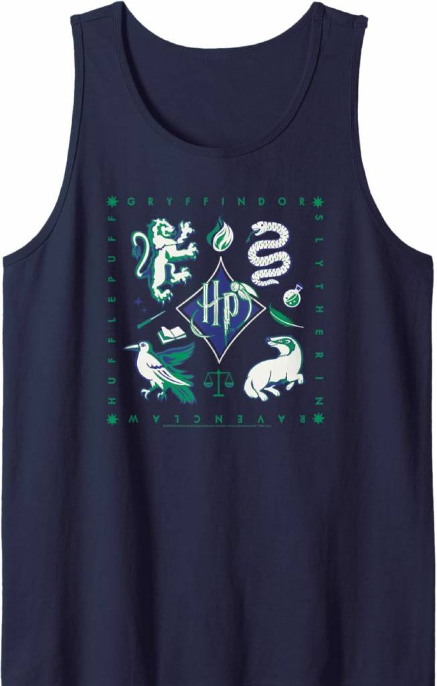 Amazon Essentials Harry Potter Hogwarts Houses Graphic Square Neck Tank Top for Women
