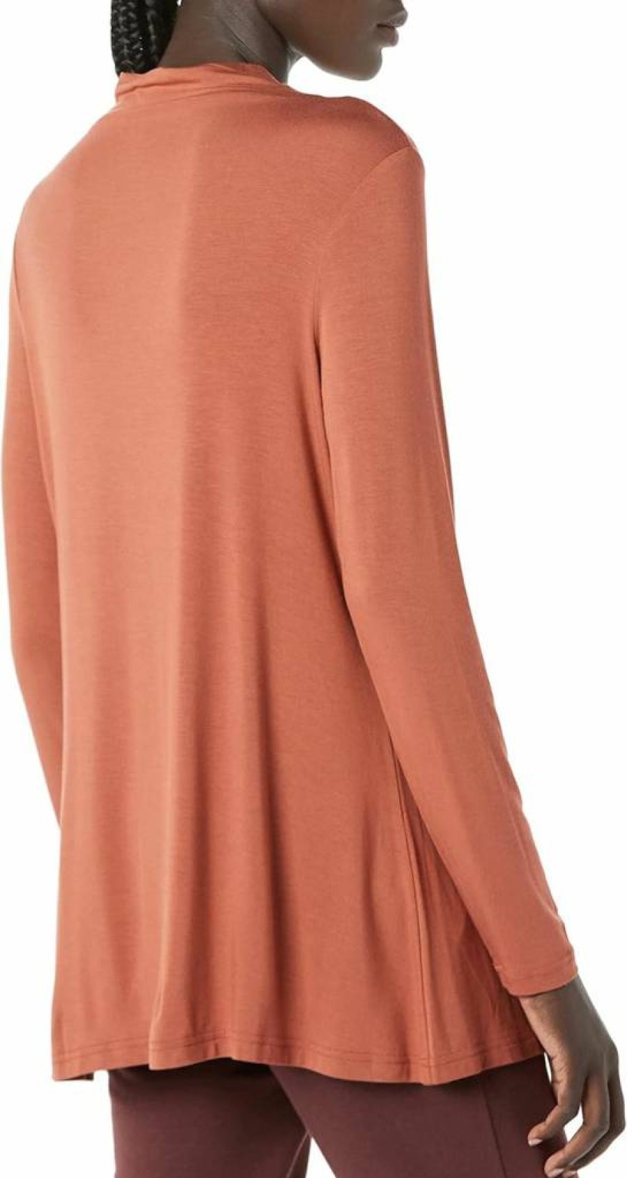 Amazon Essentials Women's Long-Sleeve Mock Neck Swing Tunic Top - Comfortable Jersey Knit Casual Blouse