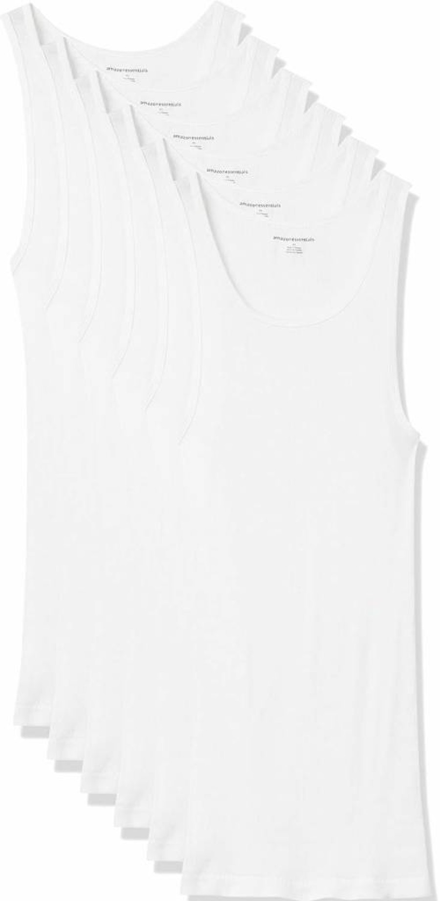 Amazon Essentials Men's Lightweight Breathable Tank Undershirts, 6-Pack, Soft Comfortable Fit, Moisture-Wicking, Sleeveless Undershirt for Men