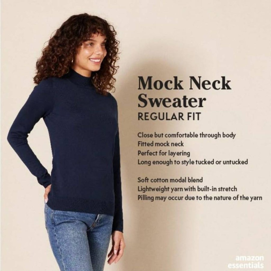 Amazon Essentials Women's Plus Size Lightweight Mock Neck Pullover Sweater