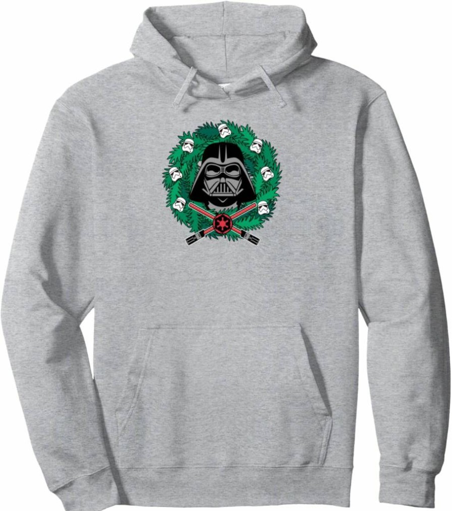 Amazon Essentials Star Wars Darth Vader Christmas Hoodie with Helmet & Wreath Design